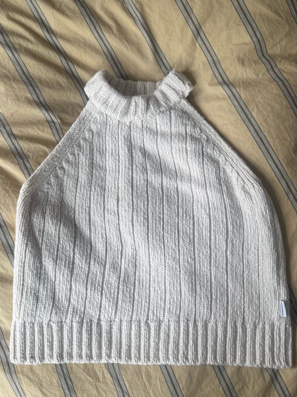 Women's Cream Ribbed Halter Neck Sweater